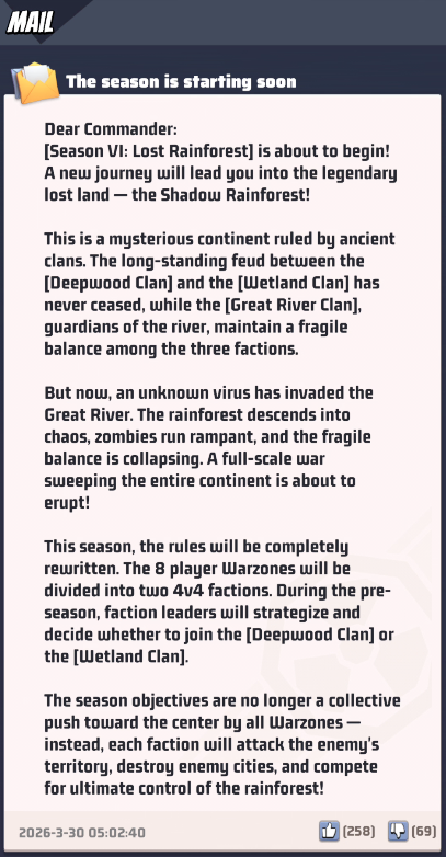 Season 6 start email part 1