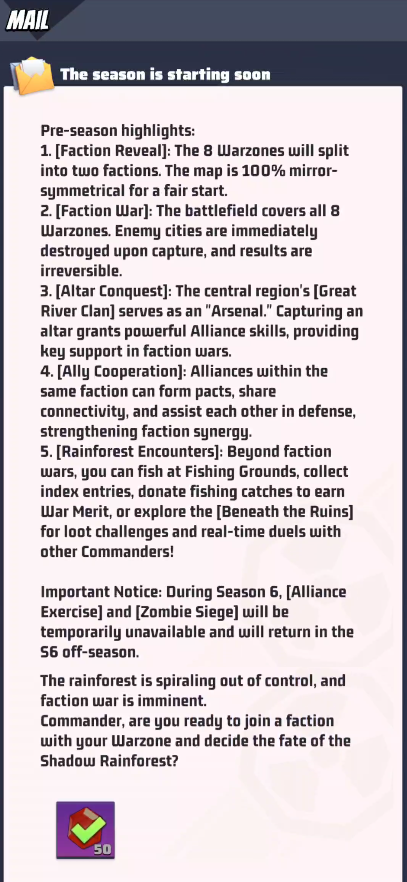 Season 6 start email part 2