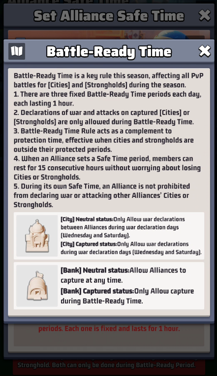 Season 6 Lost Rainforest Pre-Season - Alliance Safe Time - set alliance battle ready time